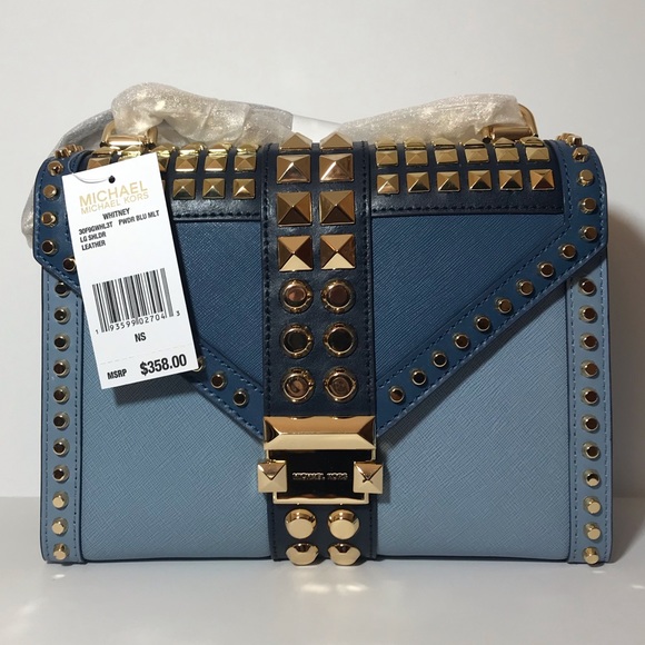 Michael Kors Bags Michael Kors Studded Chain Shoulder Bag Blue Navy